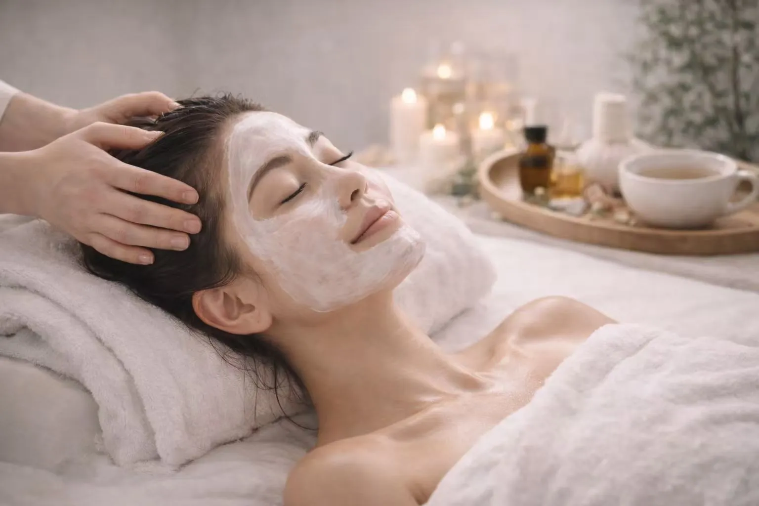 A single-guest signature spa package at TAO Therapeutic Massage Spa in Vienna, VA — massage table, warm towels and oils set for a 90 minute ritual